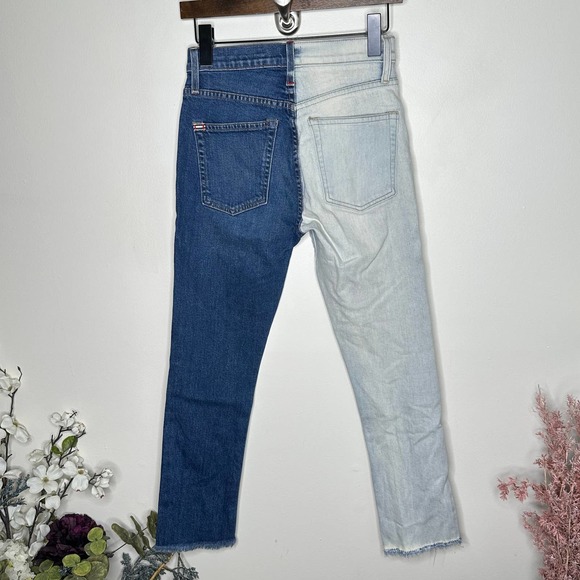 ALICE + OLIVIA Amazing Two Tone High Rise Boyfriend Jeans {C2} - Picture 7 of 10